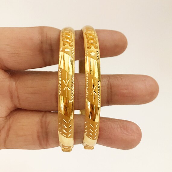 14K, 18K, 22K Real Yellow Gold Indian Bangles, Hallma… Gem