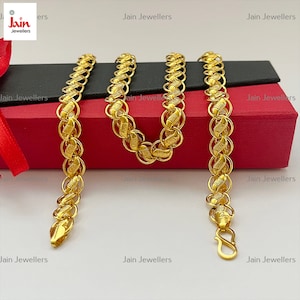 18K Solid Yellow Gold Curb Cuban Chain Necklace - 8MM Width