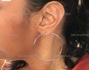 14/18K Rose Gold Hoop Earrings: Handmade Dangle Drop Wire Earrings