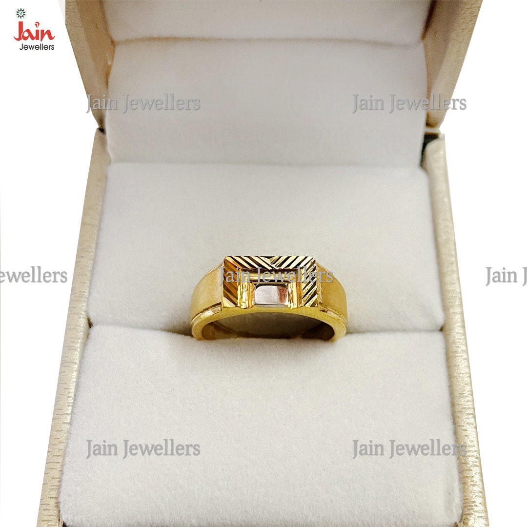 【HYERES LOR】22FW★ Noailles color 14K Double Ring (male) Men's 6mm Double Row Textured Wedding Band in 14K Yellow