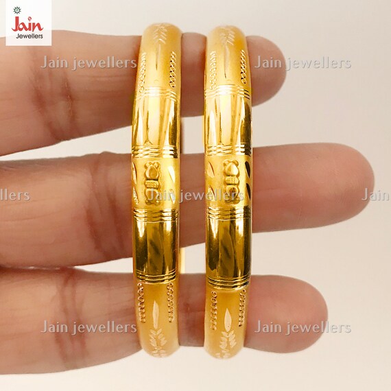 Handmade 22K Gold Indian Bangles: Rare Hallmark Slip-on Design - Etsy