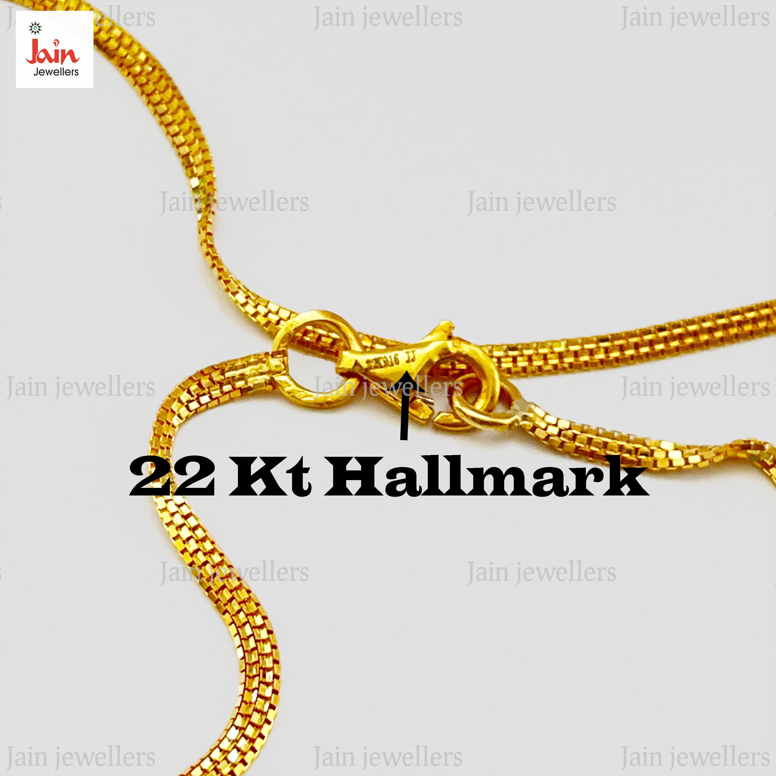 Fine Jewelry 22 Kt Real Solid Yellow Gold Curb Cubann Chain Hallmark ...