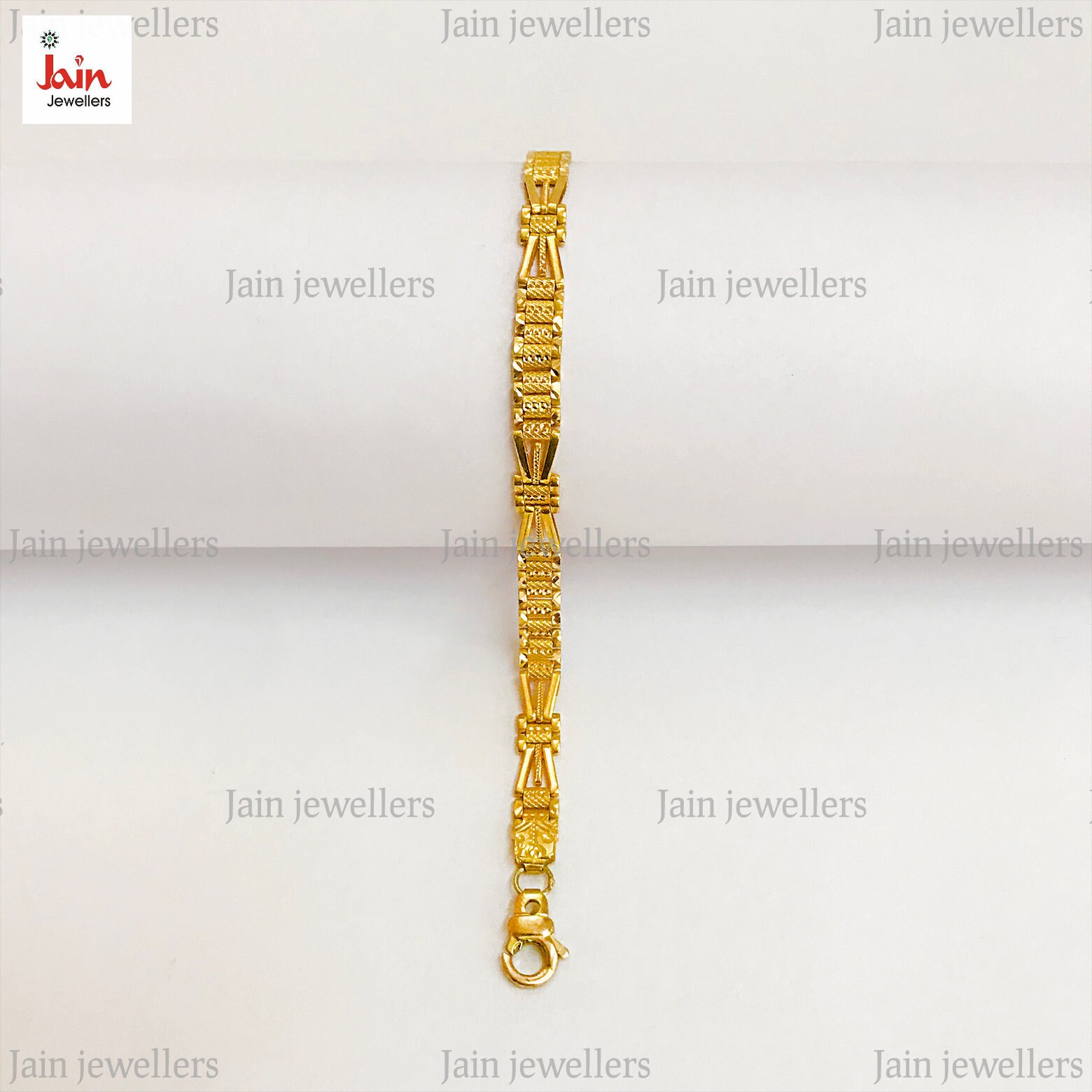 18K, 22K Real Yellow Gold Beaded Chain Link Bracelet 18K, 22K Real Yellow Gold Beaded Chain Link Bracelet