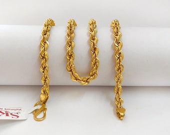 24k Solid Gold Chain - Etsy Australia