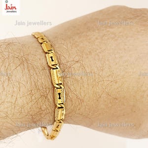 Fine Jewelry 18 Kt, 22 Kt Hallmark Certified Real Solid Yellow Gold Handmade Byzantine Claw Luxury Men&#39;s Bracelet Wide 6 MM 5.560 Grams