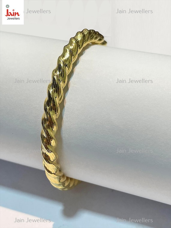 22kt Solid Yellow Gold Twist Bangle Bracelet - 6MM, 13 Grams - Etsy