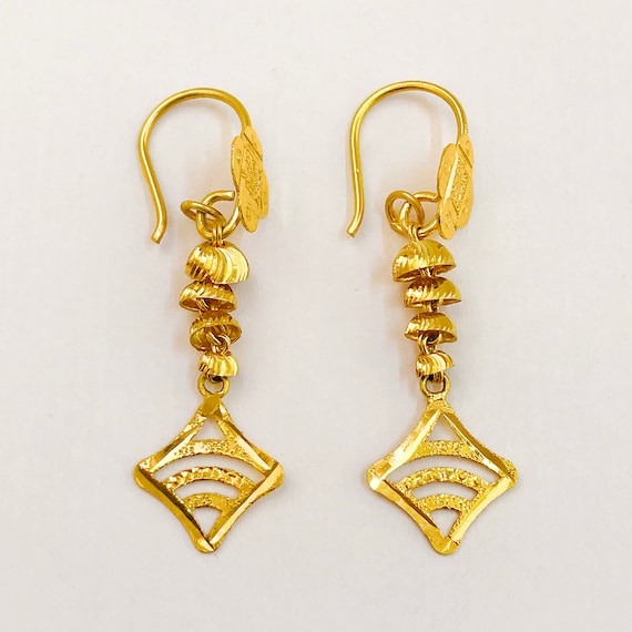 Fine Jewelry 18K 22K Real Solid Yellow Gold Earrings Hallmark