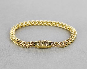 Fine Jewelry 18Kt, 22Kt Yellow Real Gold  Franco Chain Chain Bracelet, Hallmark Stamped Handmade Solid Men's Bracelet