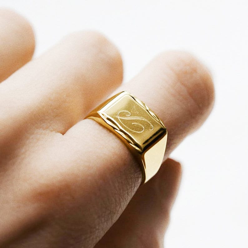 Initial Name Ring in Solid Gold - Abhika Jewels