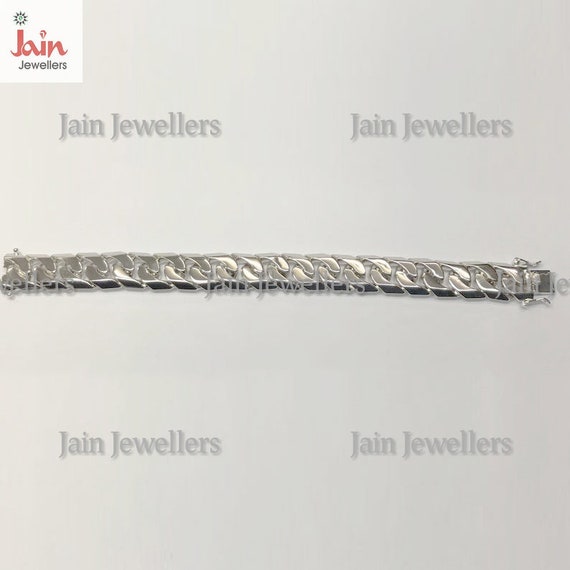 リンクブレスレット、14 KTホワイトゴールドメンズリンクブレスレット