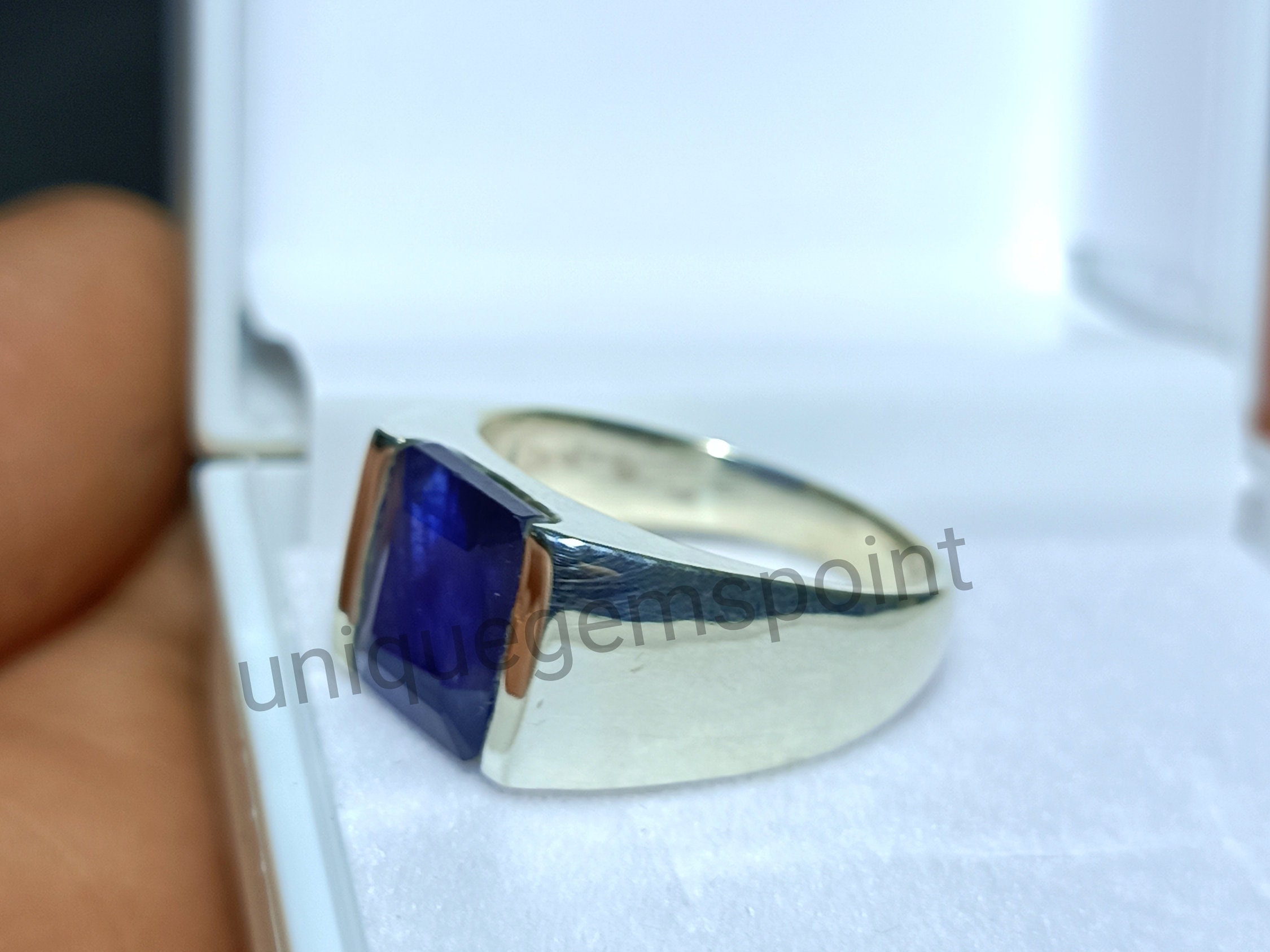 Natural Blue Sapphire Ring for Men, 925-sterling Silver, Engagement ...
