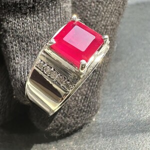 Natural Ruby Silver Men's Ring - Handcrafted Sterling Silver Band