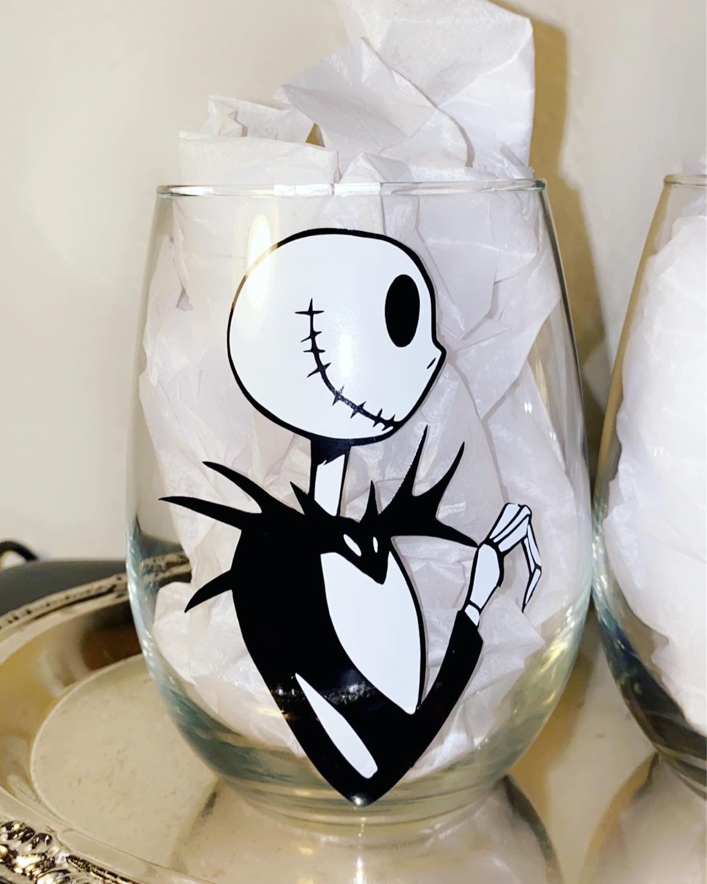 Jack Skellington and Sally Wine Glass Set Nightmare Before Etsy