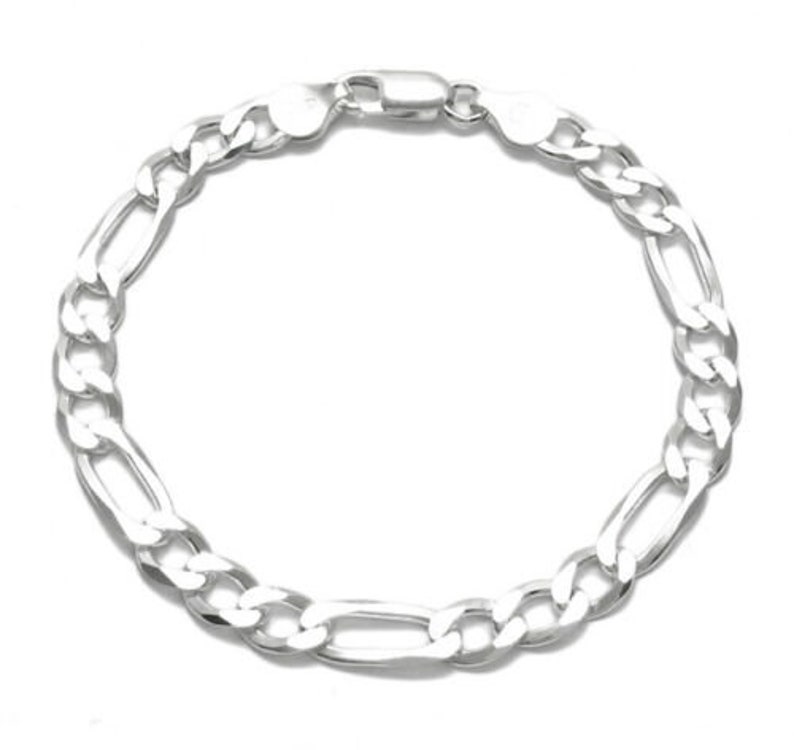 925 Italy Sterling Figaro 7mm Chain Various Lengths