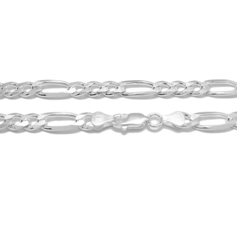 925 Italy Sterling Figaro 7mm Chain Various Lengths