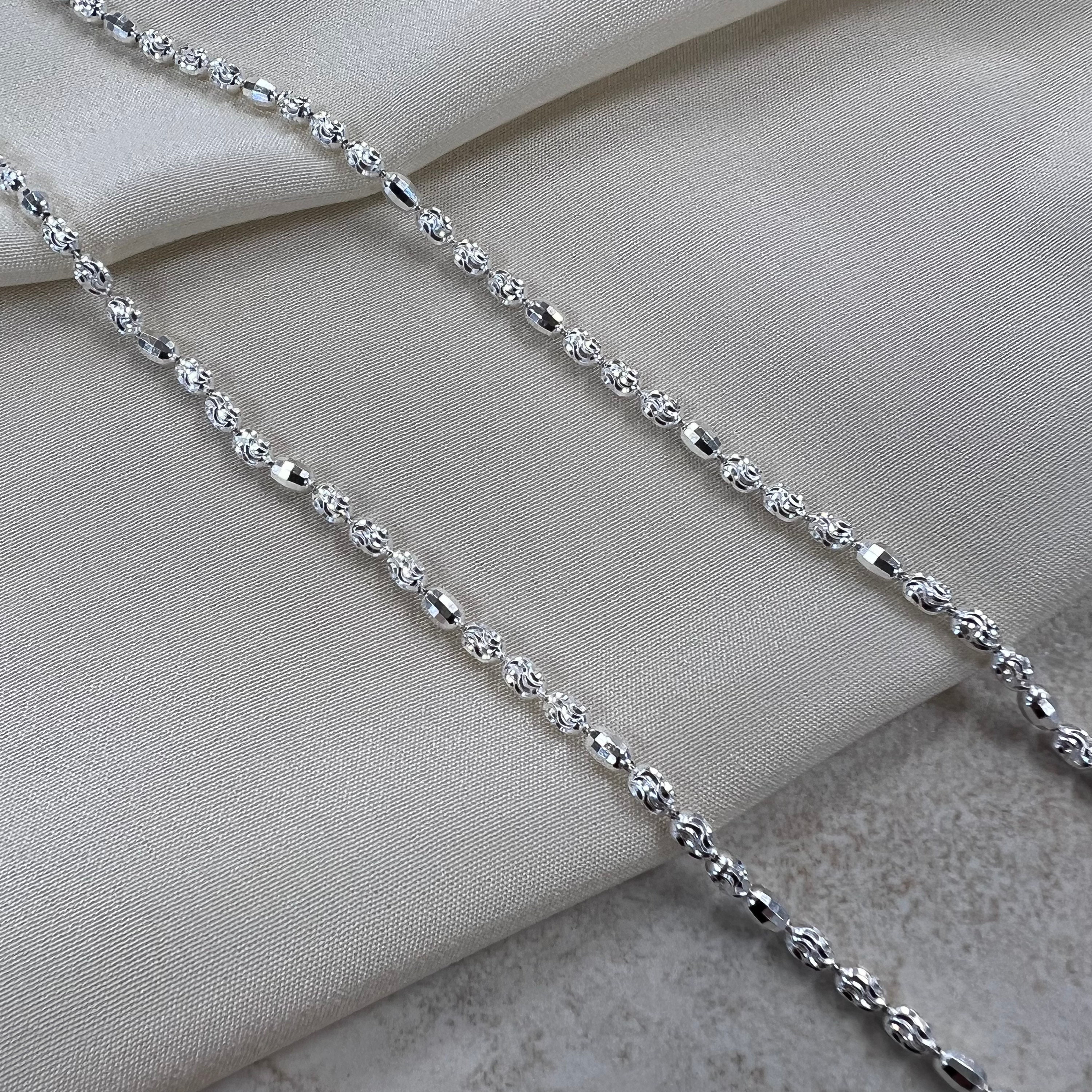 Rice Bead Thin Chain Sterling Silver Necklace