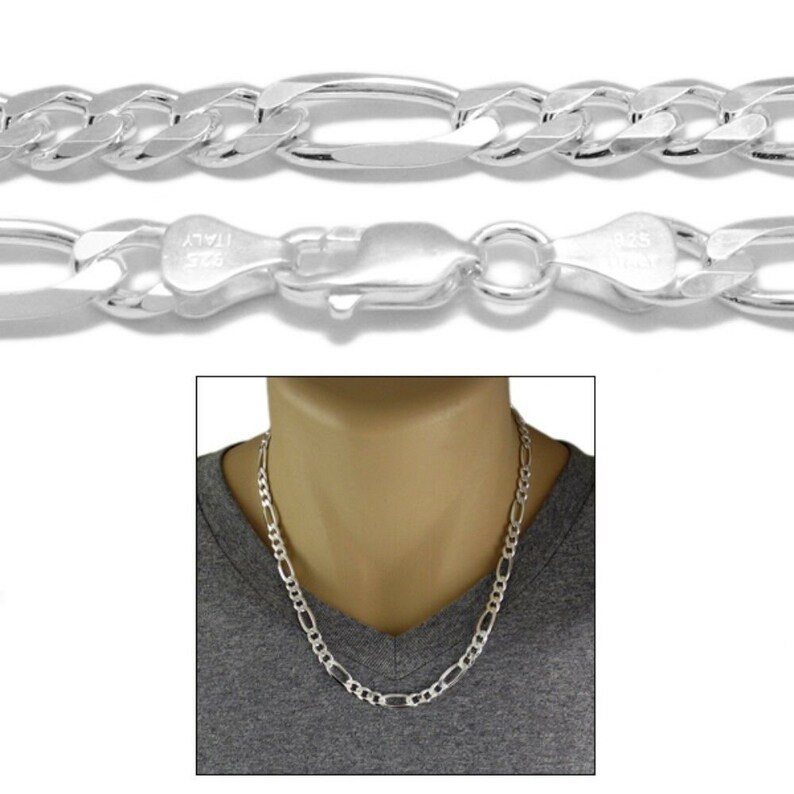 925 Italy Sterling Figaro 7mm Chain Various Lengths
