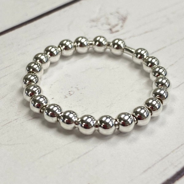 3mm Movable Rolling Bead Ring; Eternity Anxiety Ring; 925 Sterling Silver; Anxiety Bead Ring; Fidget Ring