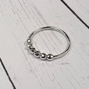 Fidget Bead Ring with Disco 6 Beads; 925 Sterling Silver