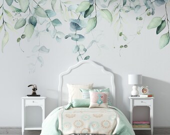Eucalyptus Wallpaper, Leaves Wall Mural, Wall Mural, Tropical Wallpaper