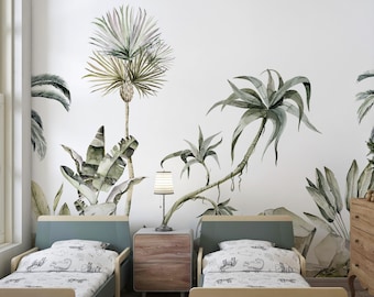 Palm Wallpaper, Jungle Wall Mural, Nursery Jungle Leafs, Nursery Decor, Kids Wallpaper, Boho Wall Mural