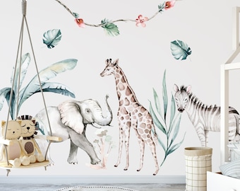 Zoo Animals Wall Stickers, Children's Wall Stickers, Jungle Wall Mural