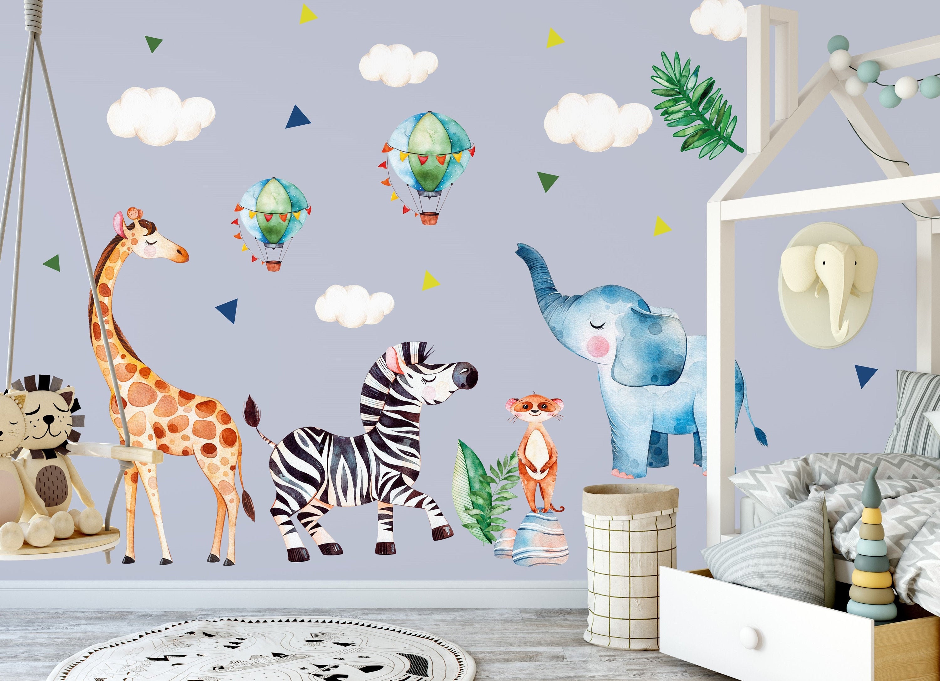 Safari Wall Stickers, Jungle kids decor, wall sticker, jungle stickers