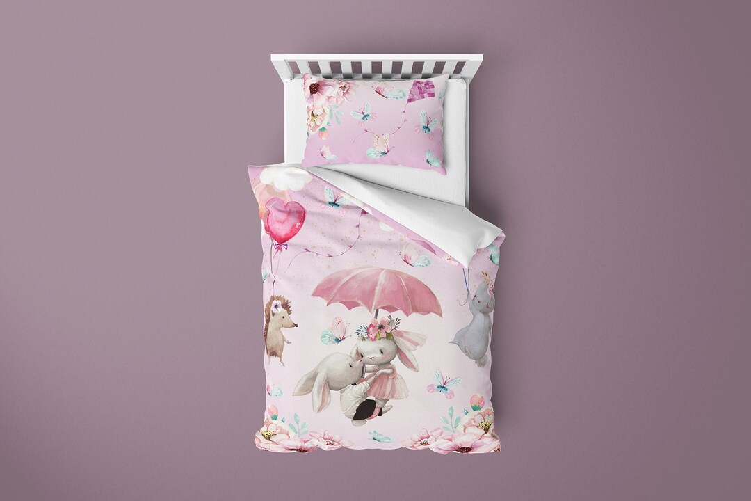 Bunny Rabbit Girls Bedding Modern Bed Covers Girls Bedding Etsy