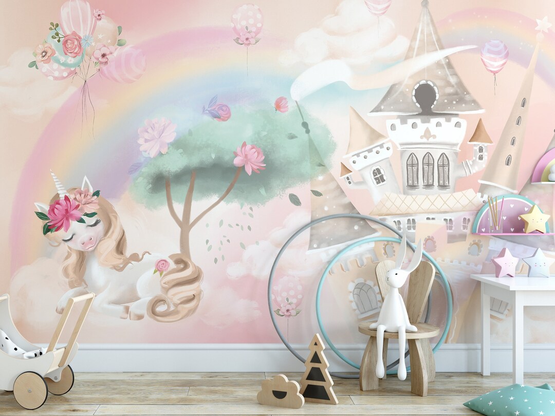 Princess Mural Wallpaper, Nursery Wallpaper, Nursery Wallpaper, Girls ...