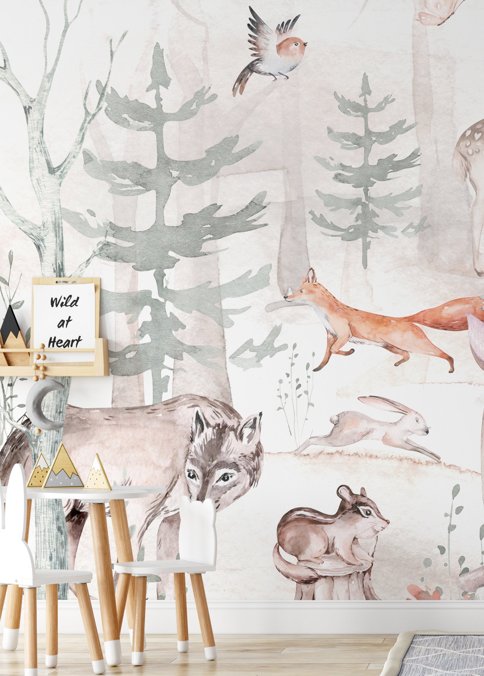 Forest Mural Wallpaper Nursery Wallpaper Nursery Woodland Etsy