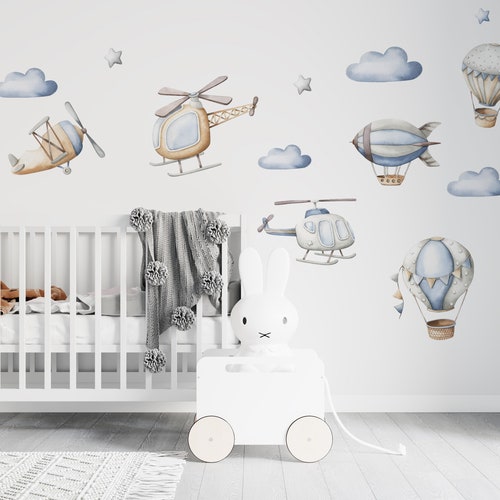 Hot Air Balloon Wall Stickers Plane Wall Decal Kids Children Etsy