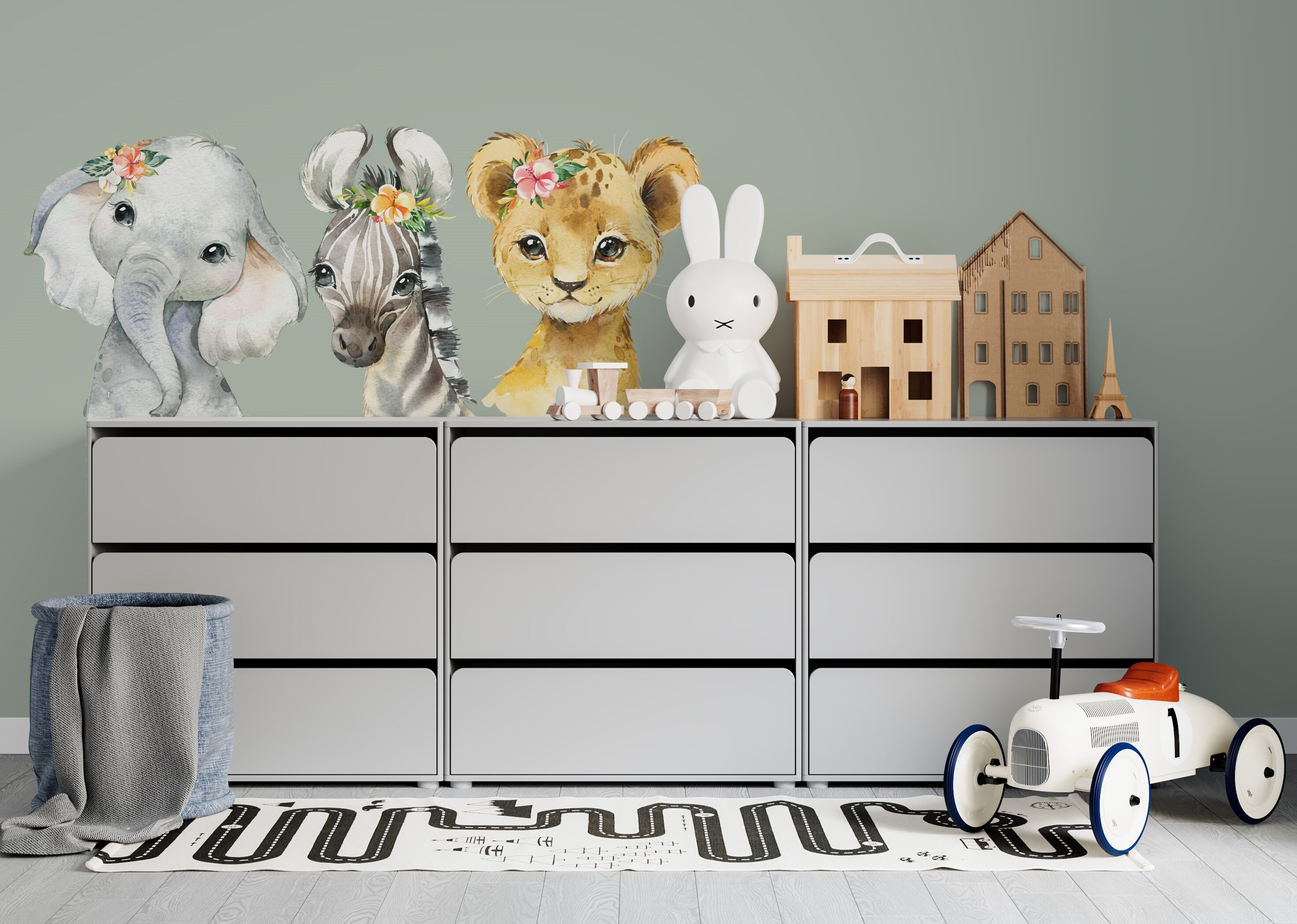 Baby Animals Wall Stickers Childrens Wall Stickers Animal Etsy UK