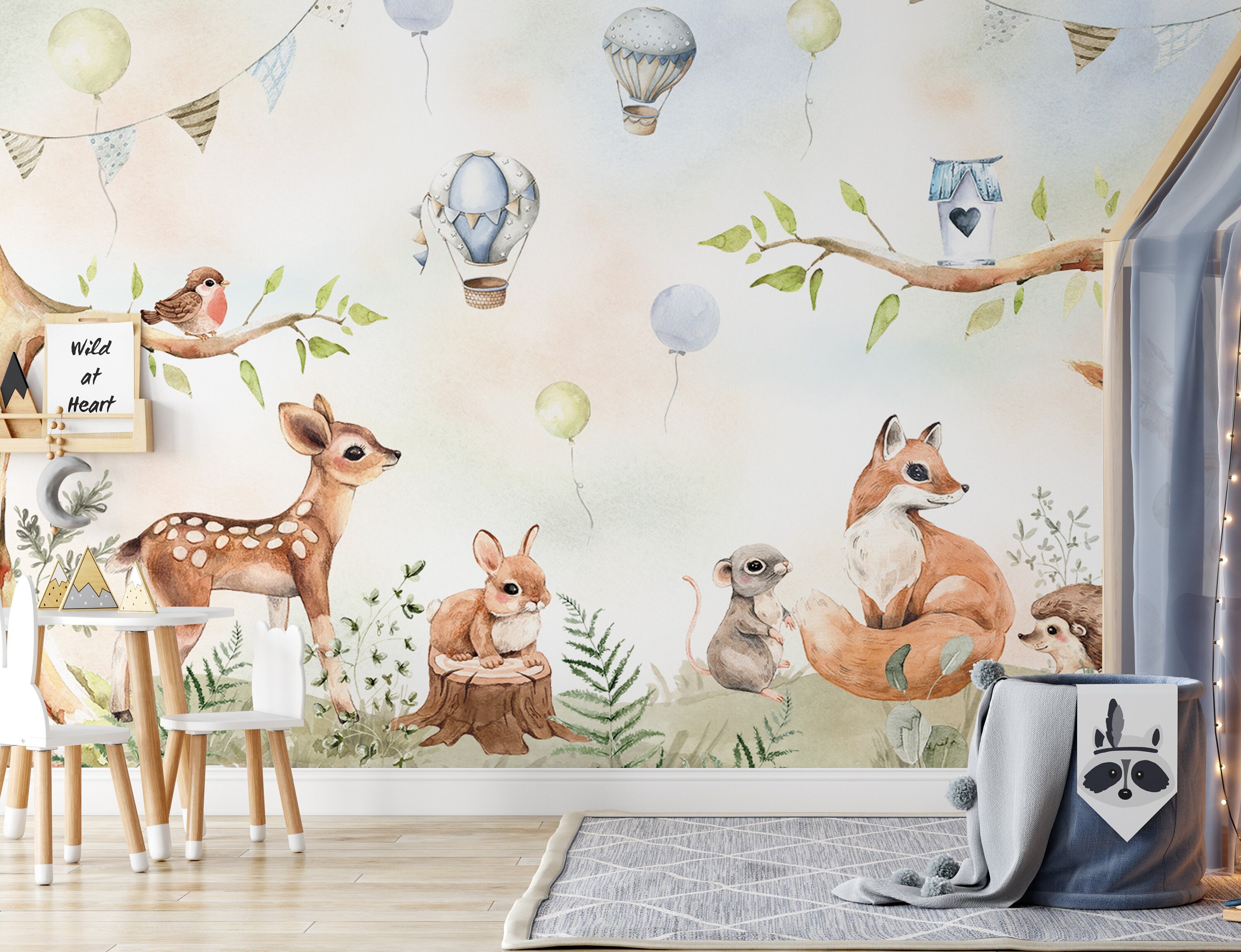 Forest Mural Wallpaper Kids Wallpaper Nursery Woodland Etsy UK