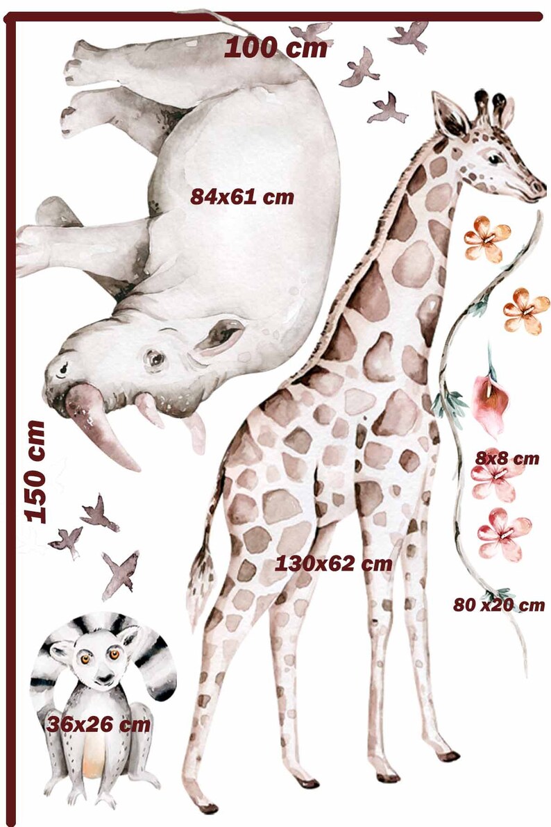 Extra Large Safari Wall Stickers XL Decals Lion Wall Etsy