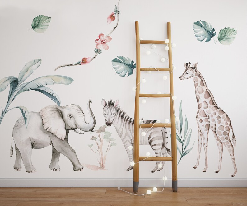 Zoo Animals Wall Stickers Children's Wall Stickers Etsy UK
