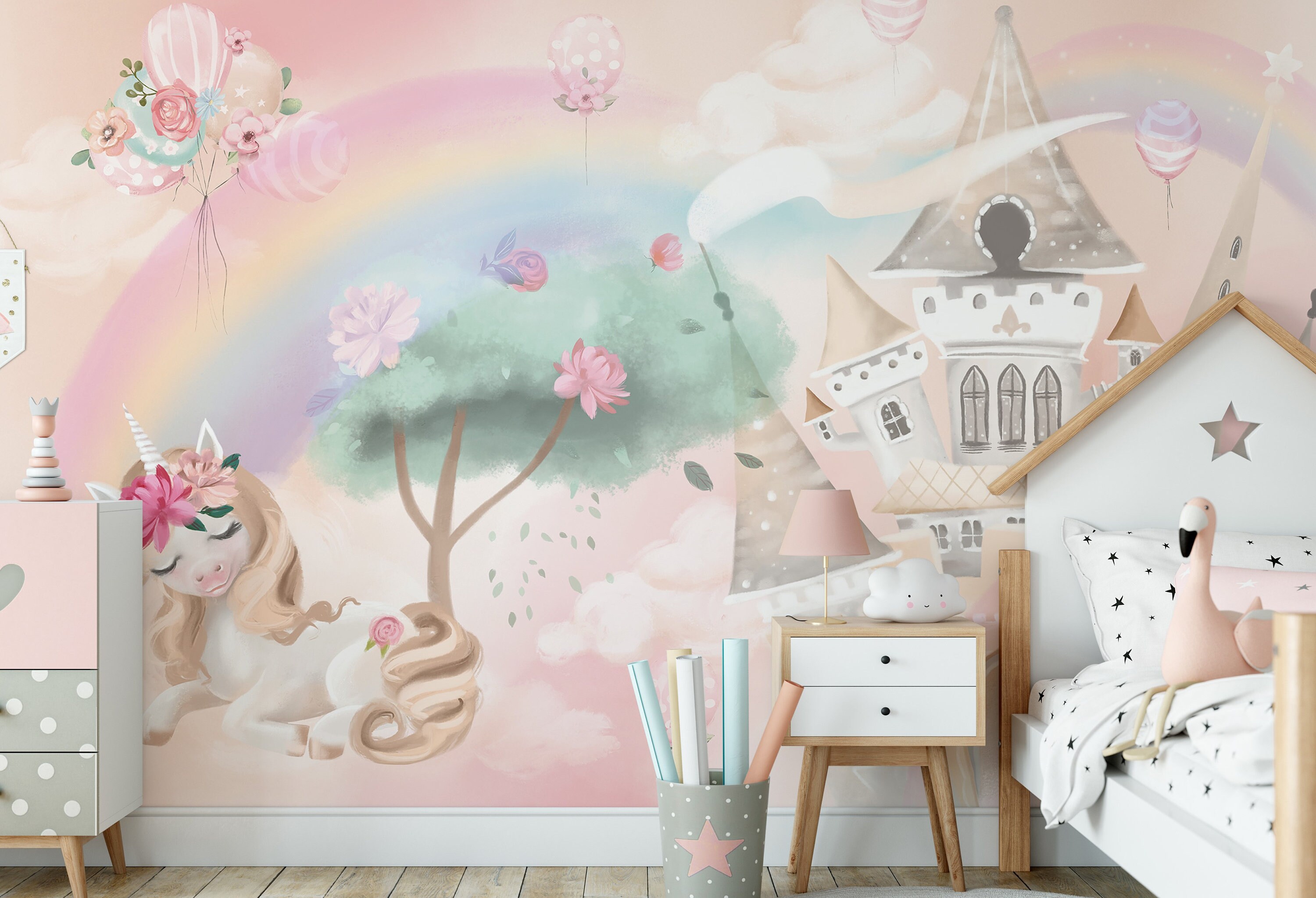 Princess Mural Wallpaper, Nursery Wallpaper, Nursery Wallpaper, Girls