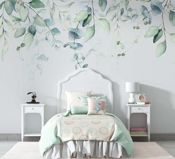 Eucalyptus Wallpaper Leaves Wall Mural Wall Mural Tropical | Etsy Canada