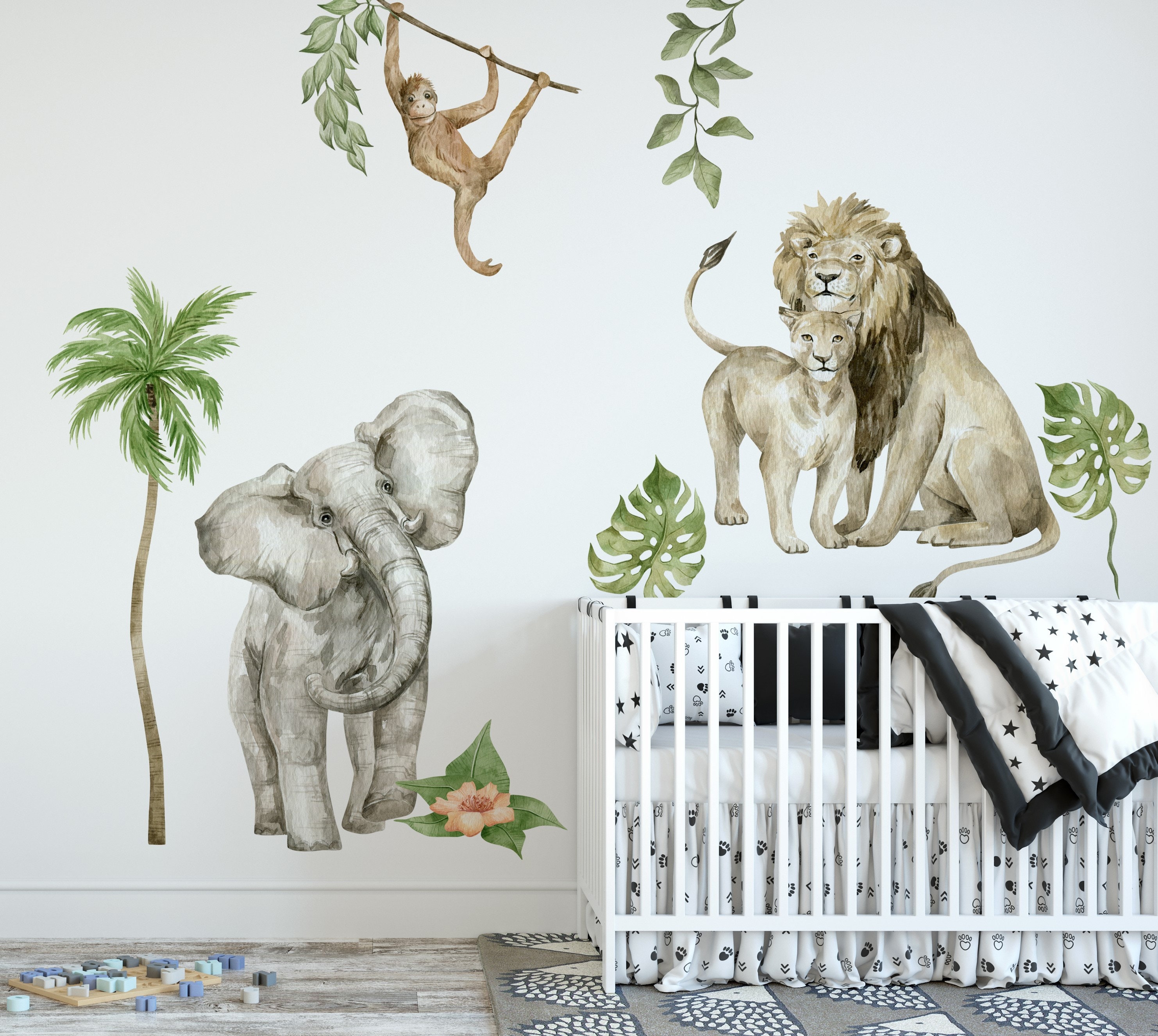 Safari Wall Stickers Children Animals Decals Childrens Wall Etsy