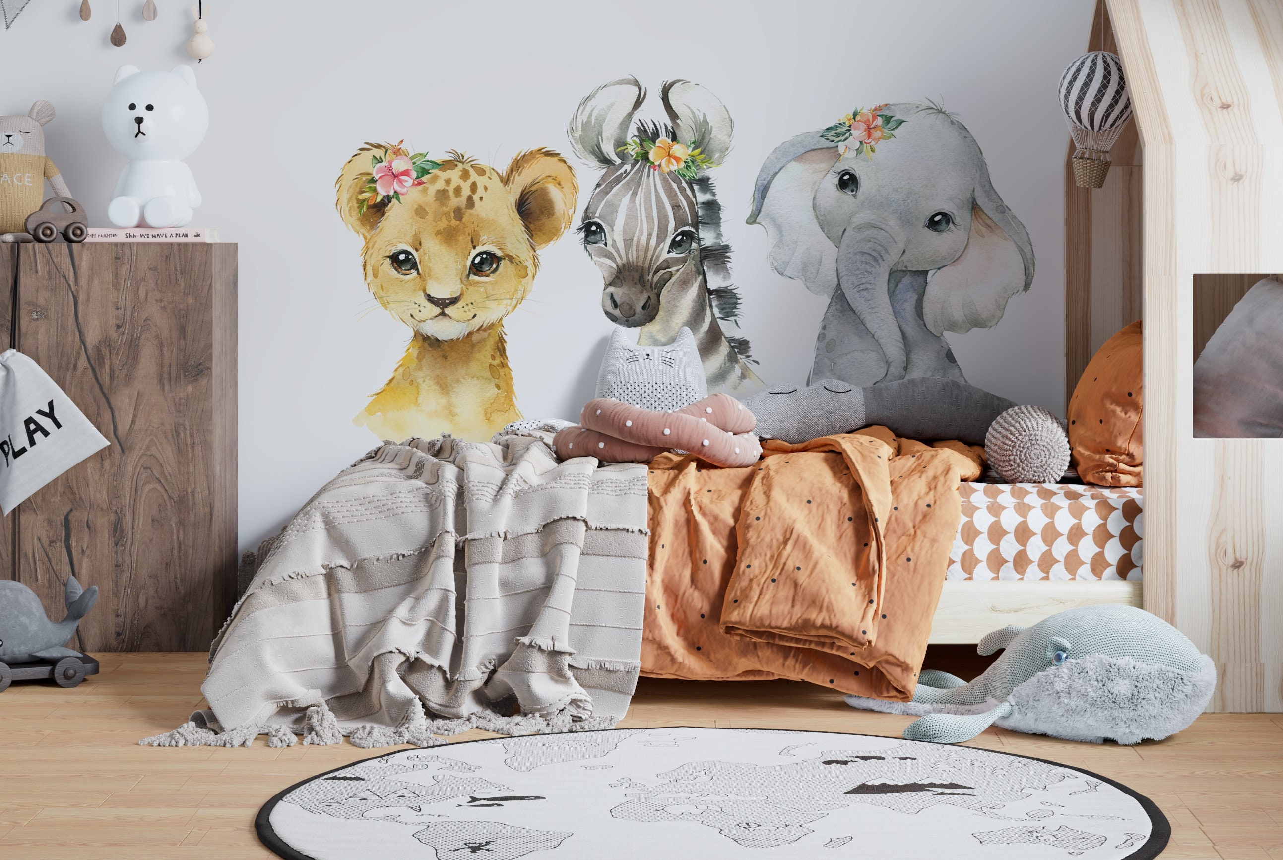 Baby Animals Wall Stickers Childrens Wall Stickers Animal Etsy UK