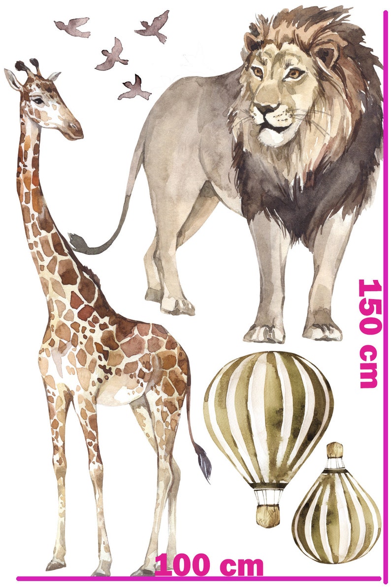 Safari Wall Stickers BOHO Animals Decals Childrens Wall Etsy UK