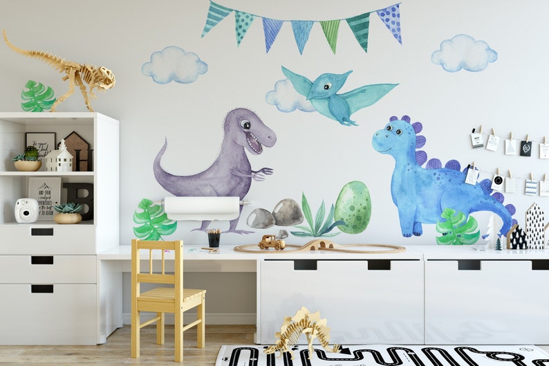 Dinosaur Wall Sticker Boys Dino Room Bedroom Decals Etsy