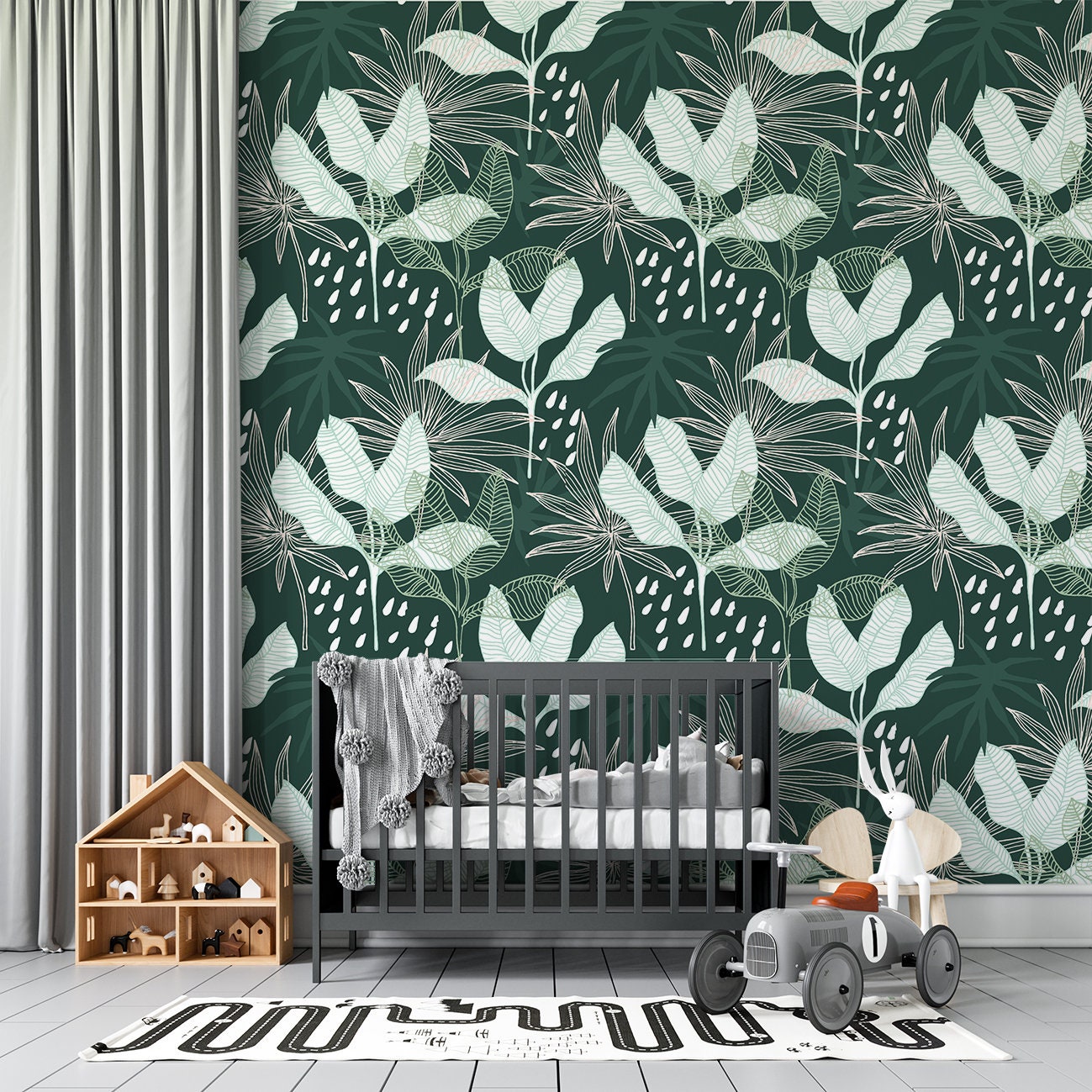 Abstract Mural Wallpaper, Tropical Wall Mural, Nurser Wallpaper