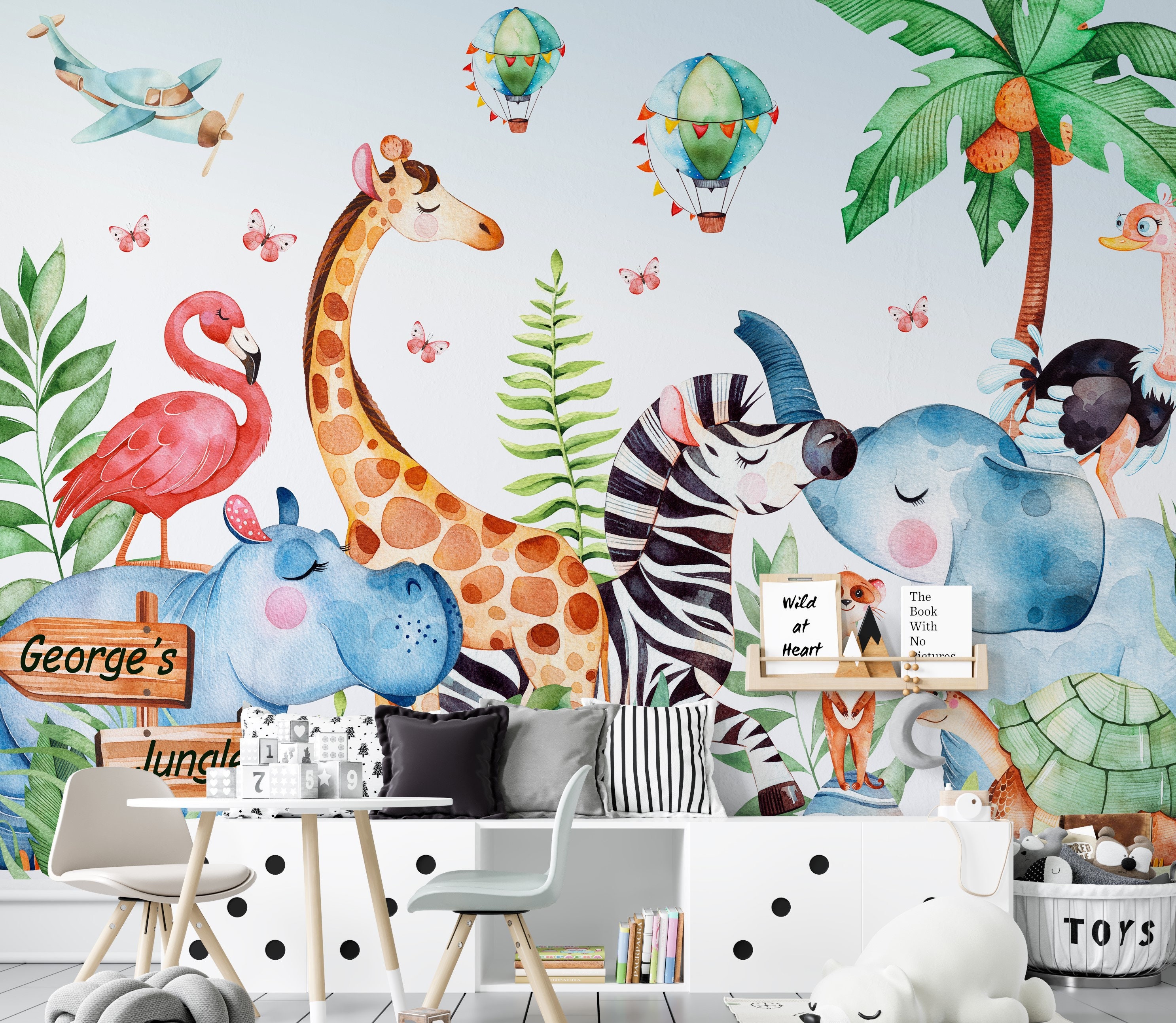 Safari Wallpaper, Jungle Wall Mural, Wall Mural, Animals Wallpaper