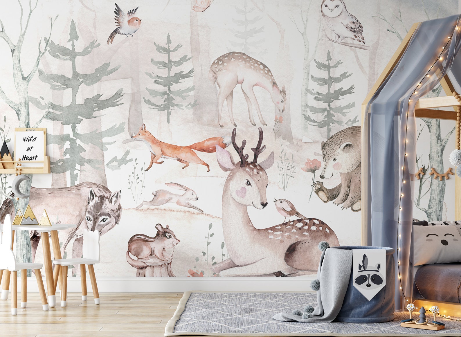 Forest Mural Wallpaper Nursery Wallpaper Nursery Woodland Etsy