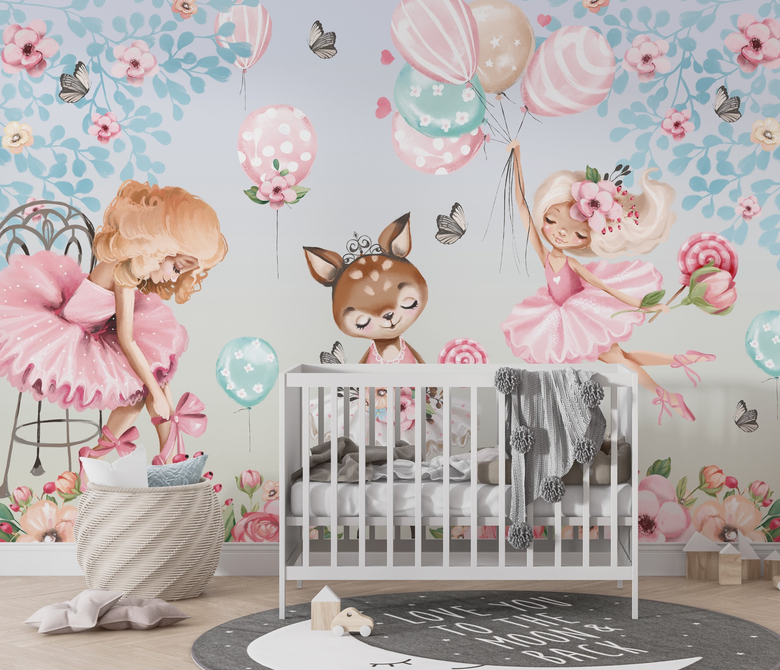 Girls Room Wallpaper, Nursery Wallpaper, Girls Nursery Decor, Nursery
