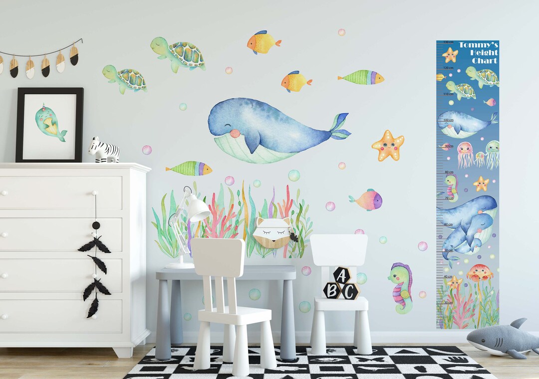 Ocean Height Chart Wall Sticker Sea Animals Personalised - Etsy