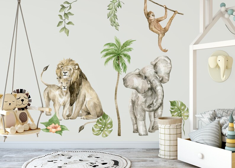 Safari Wall Stickers Children Animals Decals Childrens Wall Etsy