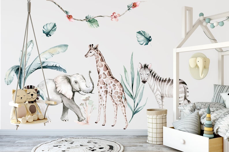 Zoo Animals Wall Stickers Children's Wall Stickers Etsy UK