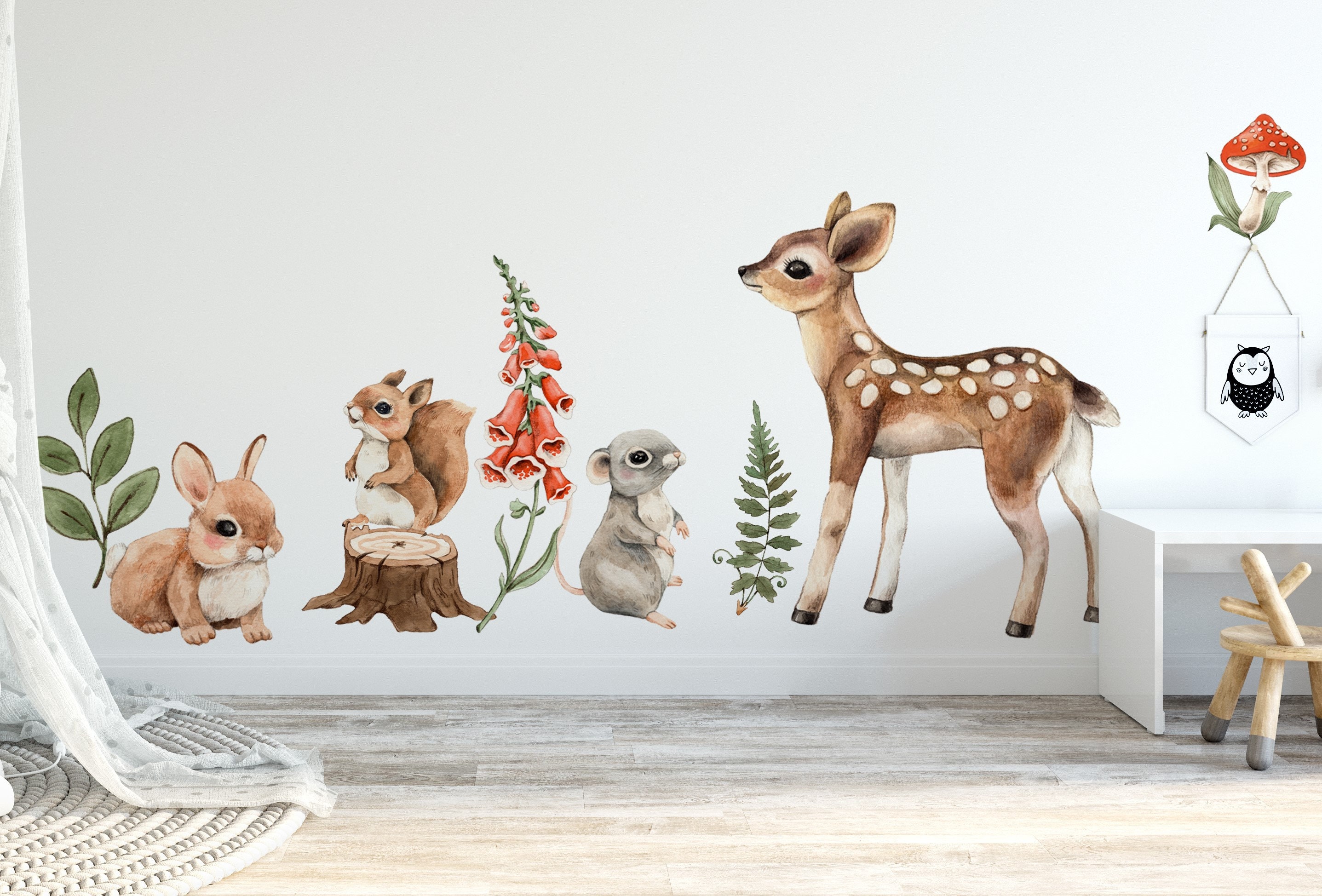 Deer Wall Stickers Woodland Nursery Stickers Nursery Decals Etsy