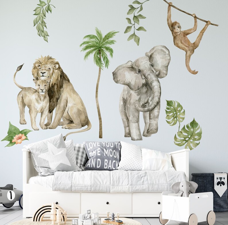 Safari Wall Stickers Children Animals Decals Childrens Wall Etsy